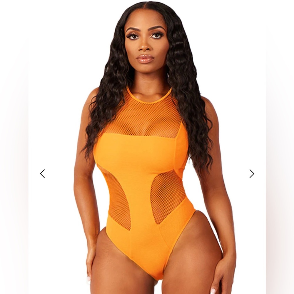Icon Swim one piece fishnet detail swimsuit